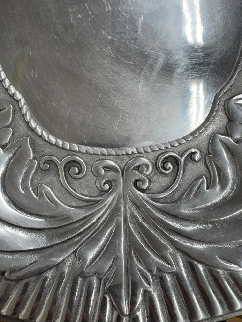 Ornate Silver-Tone Leaf Vanity Tray